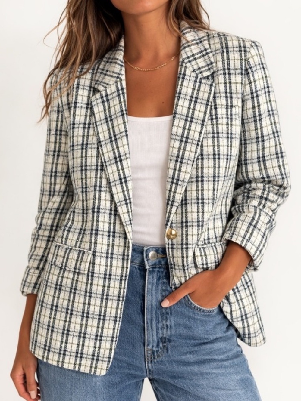 Abercrombie & Fitch Plaid Tweed Blazer Jacket